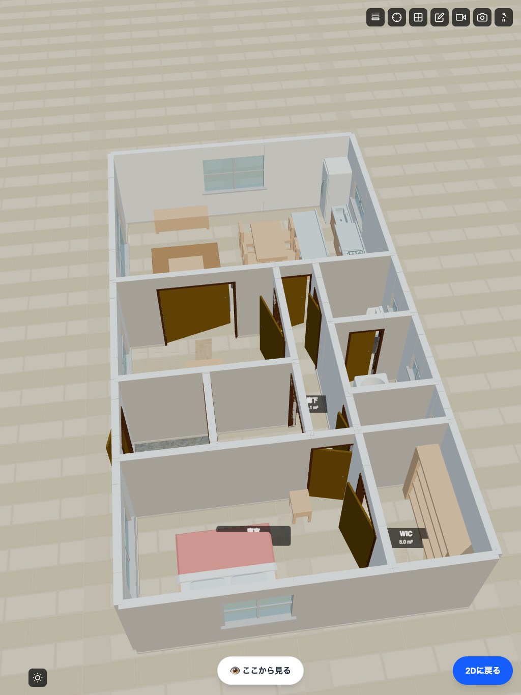 間取りを3Dで確認する画面